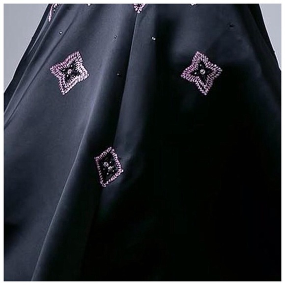 Black Satin Embellished Formal Dress - Picture 3 of 8